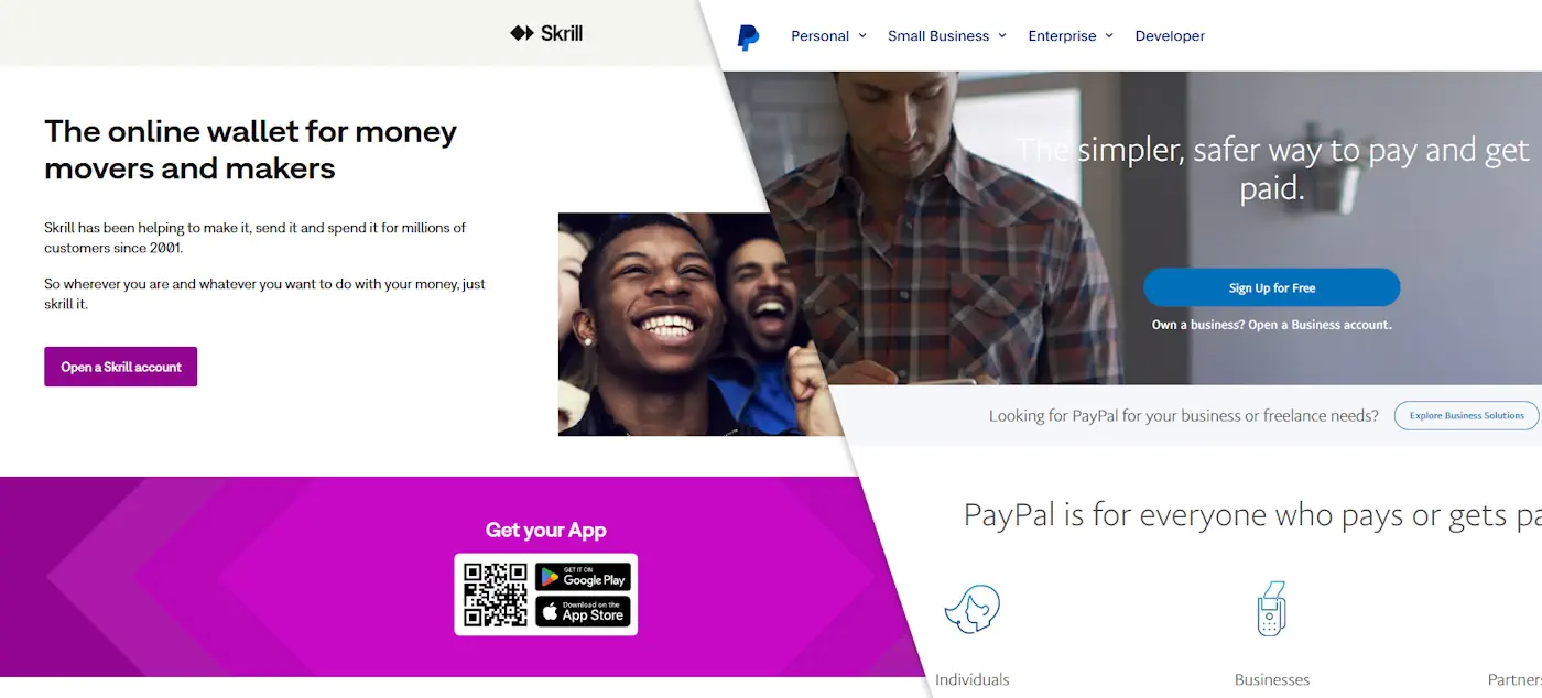 Skrill vs PayPal Screenshot